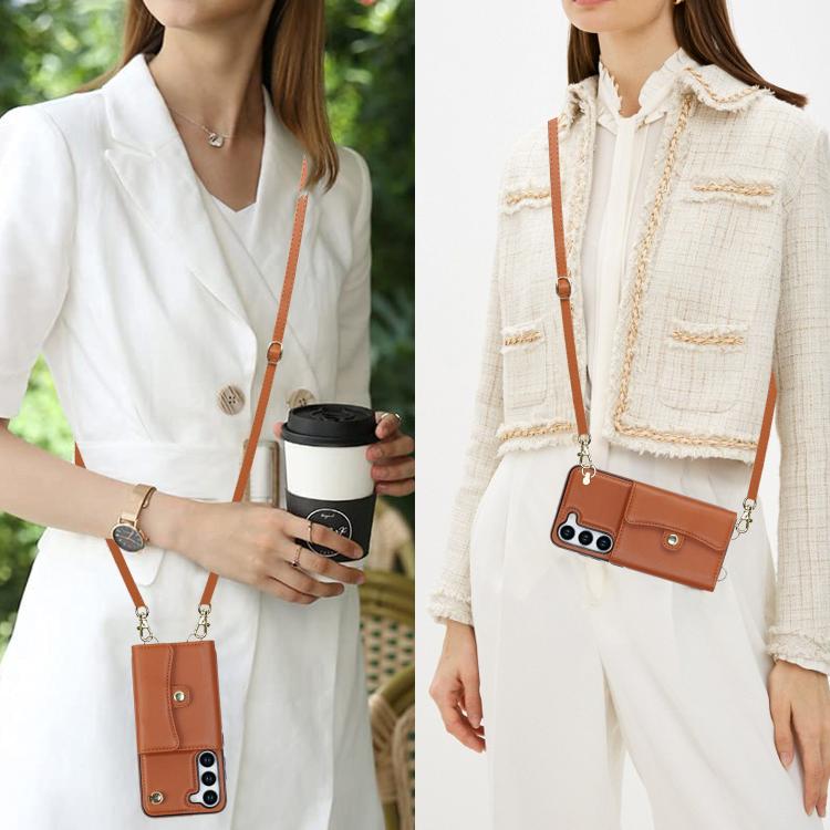 For Samsung Galaxy S24 5G RFID Card Slot Phone Case with Long Lanyard