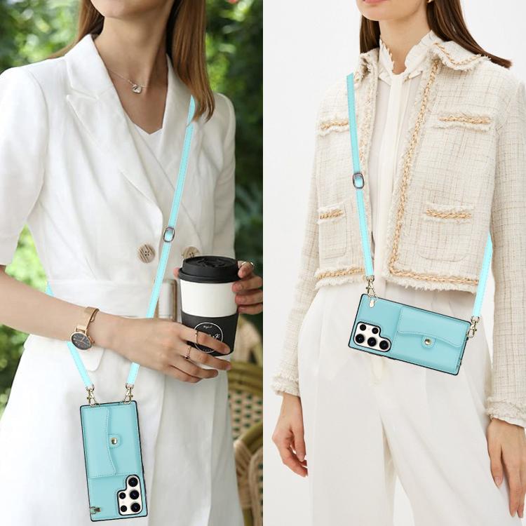 For Samsung Galaxy S24 Ultra 5G RFID Card Slot Phone Case with Long Lanyard