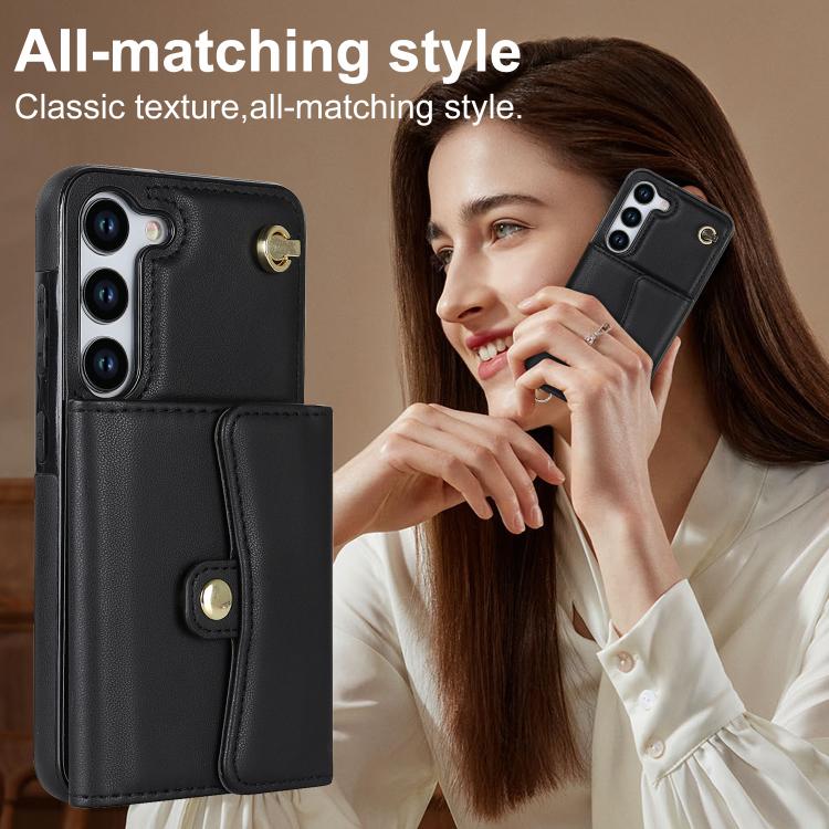 For Samsung Galaxy S25+ 5G RFID Card Slot Phone Case with Long Lanyard
