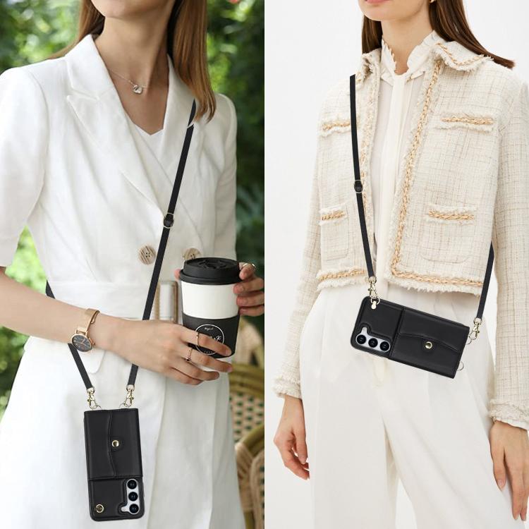 For Samsung Galaxy S25+ 5G RFID Card Slot Phone Case with Long Lanyard