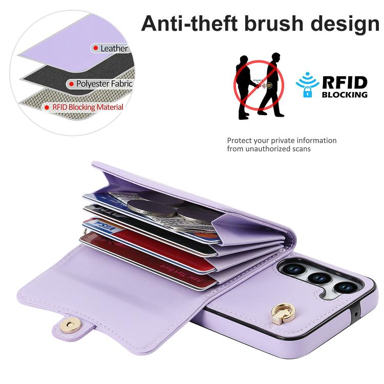 For Samsung Galaxy S25+ 5G RFID Card Slot Phone Case with Long Lanyard