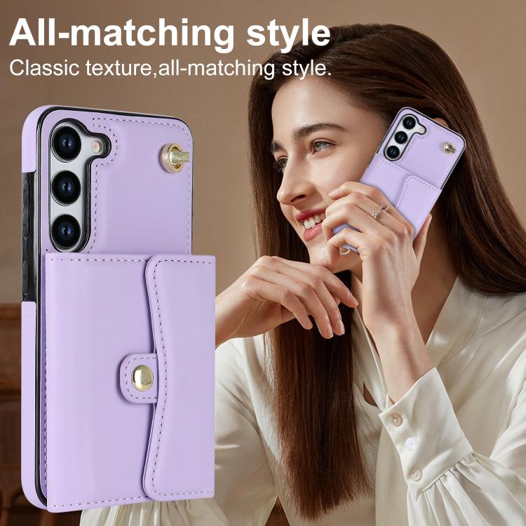 For Samsung Galaxy S25+ 5G RFID Card Slot Phone Case with Long Lanyard