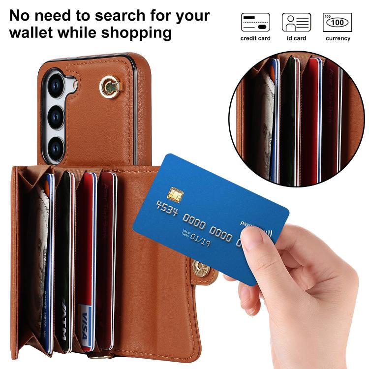 For Samsung Galaxy S25+ 5G RFID Card Slot Phone Case with Long Lanyard