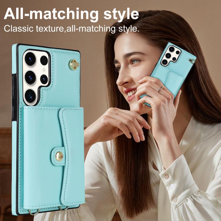 For Samsung Galaxy S25 Ultra 5G RFID Card Slot Phone Case with Long Lanyard
