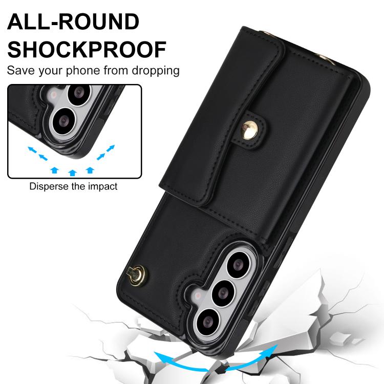 For Samsung Galaxy S26+ 5G RFID Card Slot Phone Case with Long Lanyard