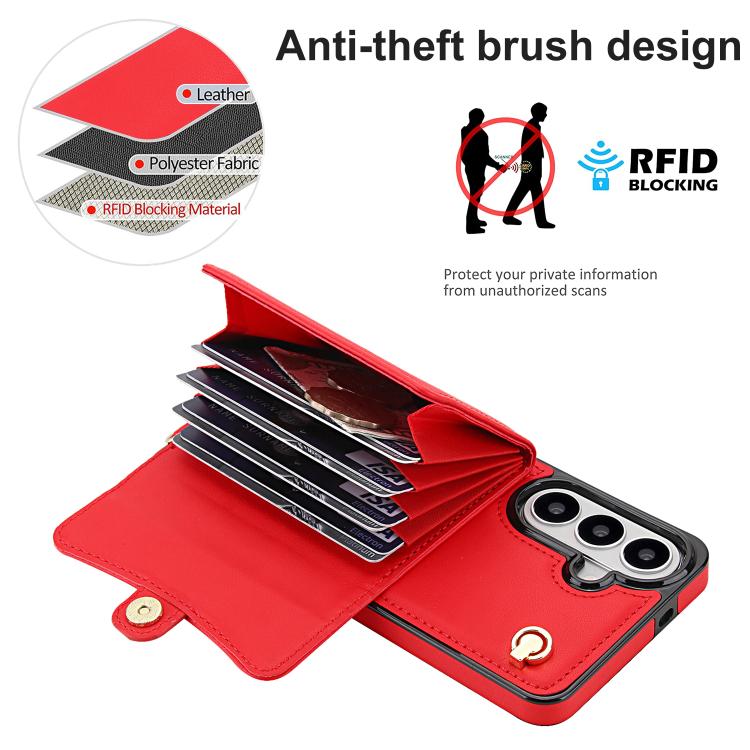For Samsung Galaxy S26+ 5G RFID Card Slot Phone Case with Long Lanyard