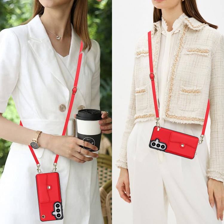 For Samsung Galaxy S26+ 5G RFID Card Slot Phone Case with Long Lanyard