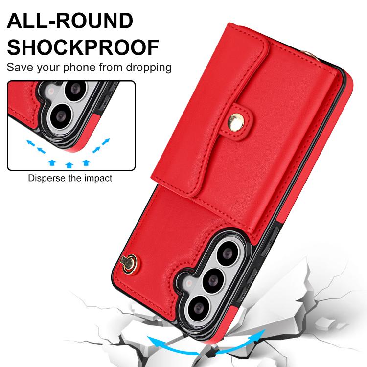 For Samsung Galaxy S26+ 5G RFID Card Slot Phone Case with Long Lanyard