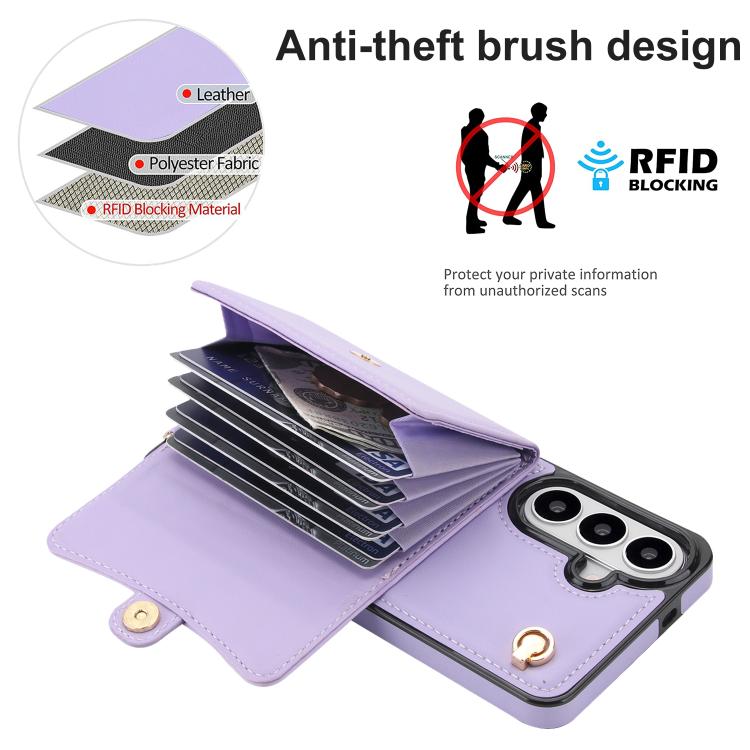 For Samsung Galaxy S26+ 5G RFID Card Slot Phone Case with Long Lanyard