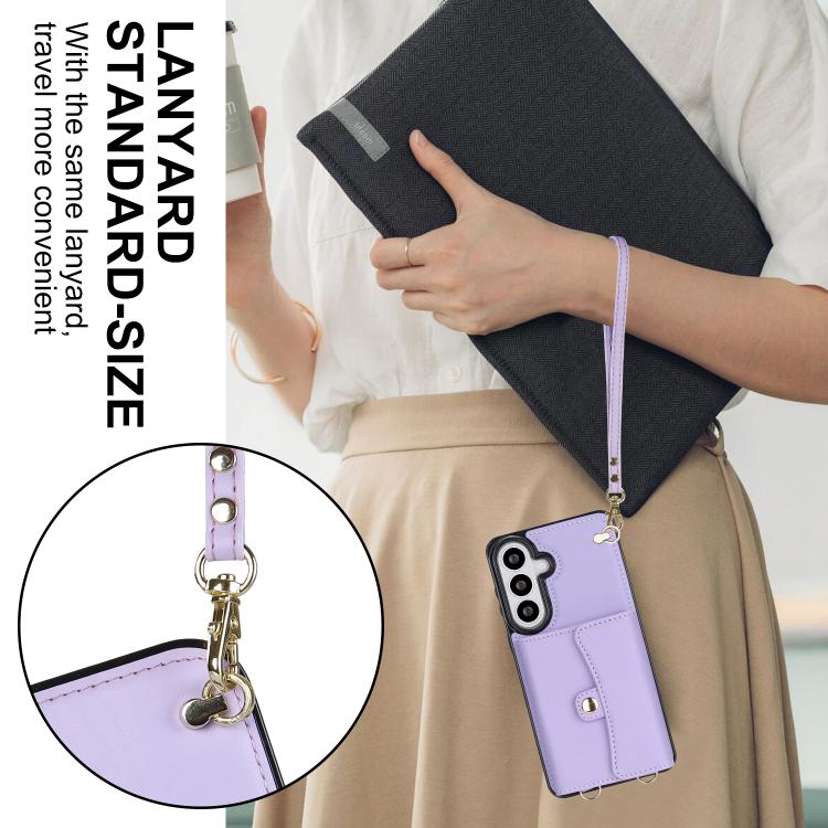 For Samsung Galaxy S26+ 5G RFID Card Slot Phone Case with Long Lanyard