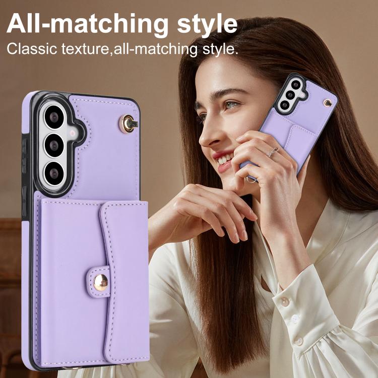 For Samsung Galaxy S26+ 5G RFID Card Slot Phone Case with Long Lanyard