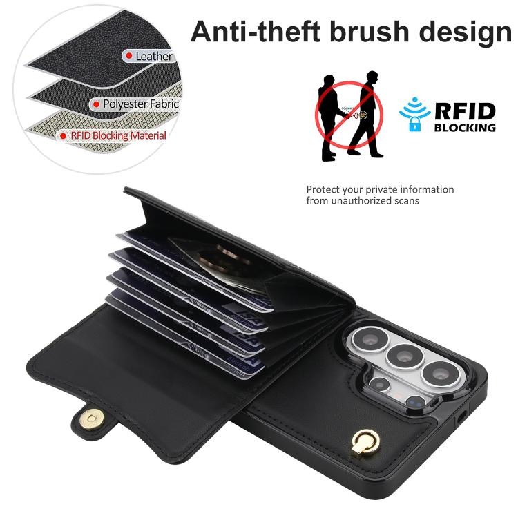For Samsung Galaxy S26 Ultra 5G RFID Card Slot Phone Case with Long Lanyard