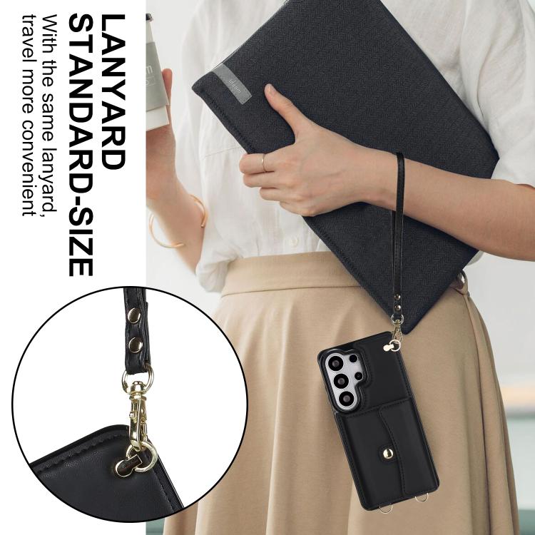 For Samsung Galaxy S26 Ultra 5G RFID Card Slot Phone Case with Long Lanyard