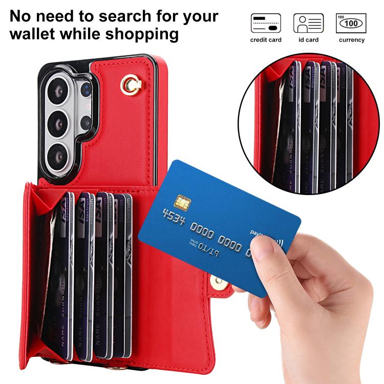 For Samsung Galaxy S26 Ultra 5G RFID Card Slot Phone Case with Long Lanyard