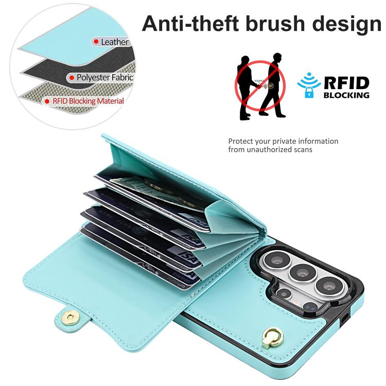 For Samsung Galaxy S26 Ultra 5G RFID Card Slot Phone Case with Long Lanyard