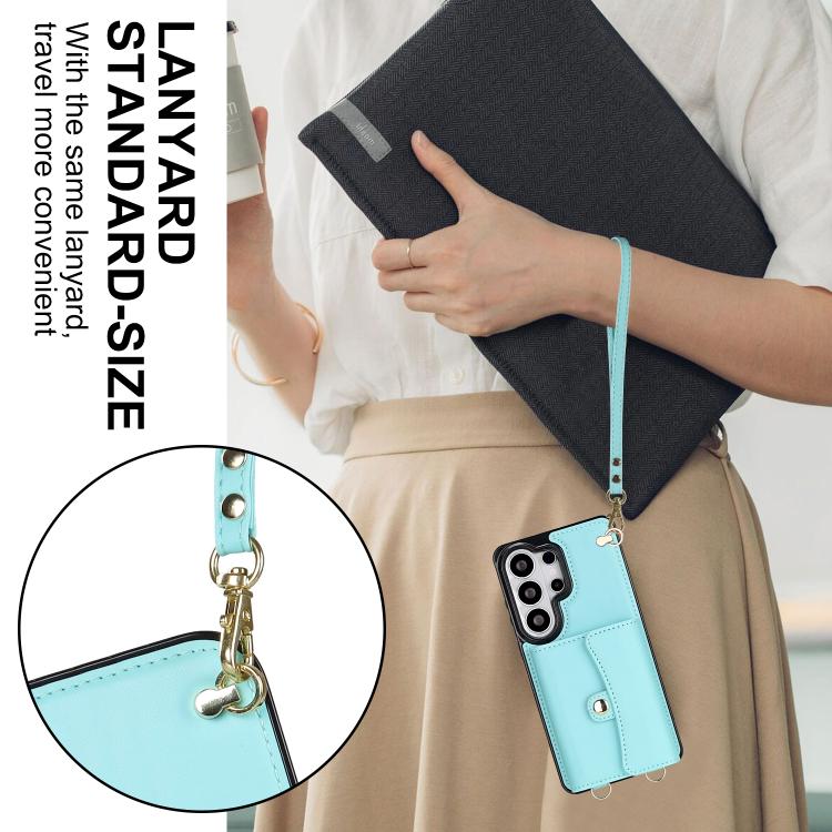 For Samsung Galaxy S26 Ultra 5G RFID Card Slot Phone Case with Long Lanyard
