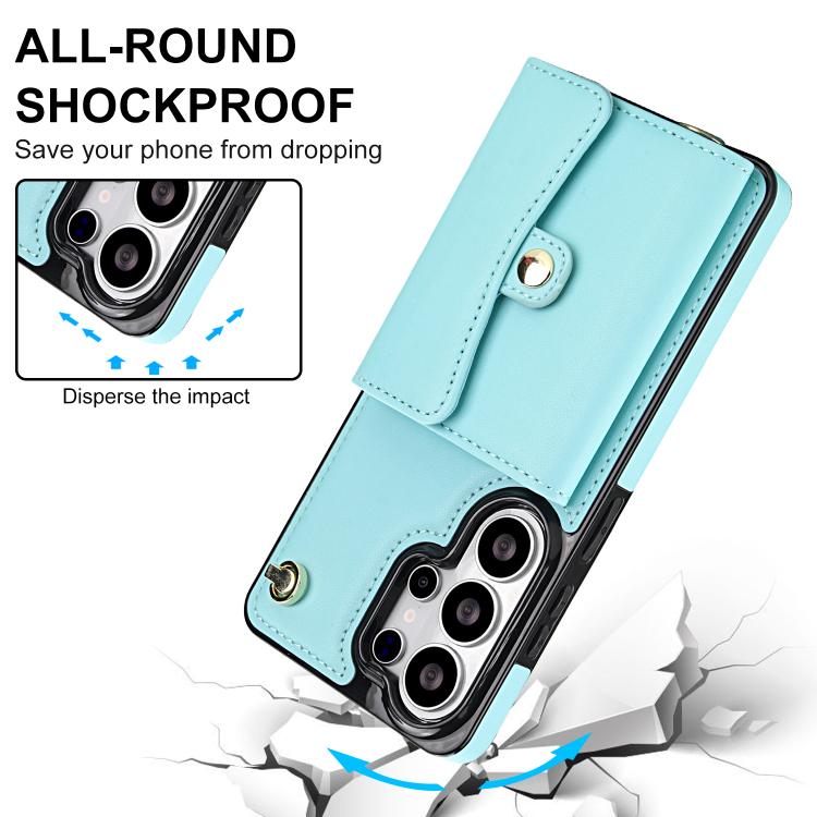 For Samsung Galaxy S26 Ultra 5G RFID Card Slot Phone Case with Long Lanyard