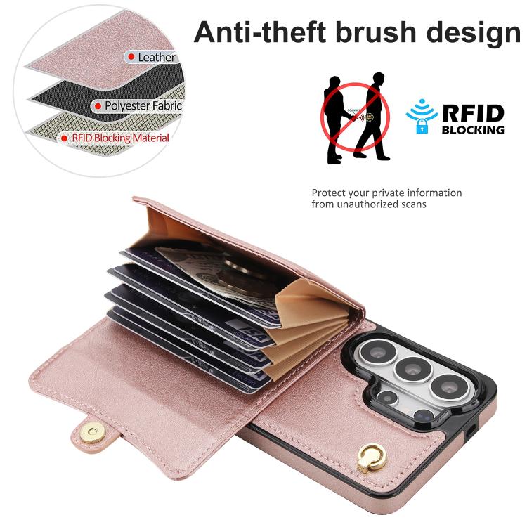 For Samsung Galaxy S26 Ultra 5G RFID Card Slot Phone Case with Long Lanyard
