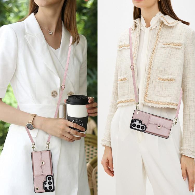 For Samsung Galaxy S26 Ultra 5G RFID Card Slot Phone Case with Long Lanyard