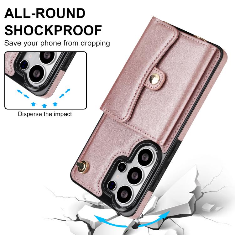 For Samsung Galaxy S26 Ultra 5G RFID Card Slot Phone Case with Long Lanyard