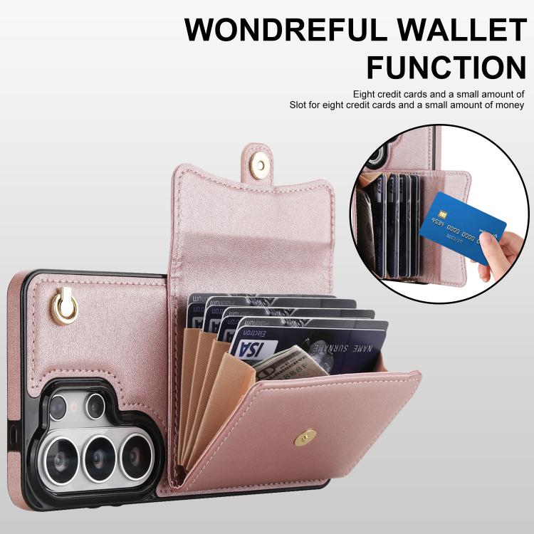 For Samsung Galaxy S26 Ultra 5G RFID Card Slot Phone Case with Long Lanyard