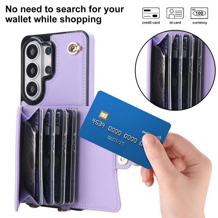 For Samsung Galaxy S26 Ultra 5G RFID Card Slot Phone Case with Long Lanyard