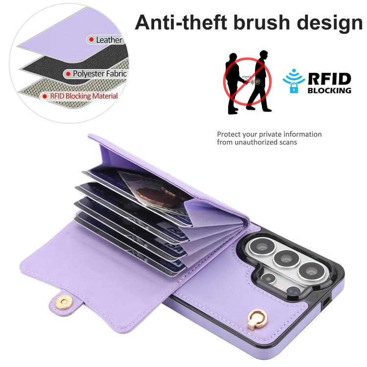 For Samsung Galaxy S26 Ultra 5G RFID Card Slot Phone Case with Long Lanyard