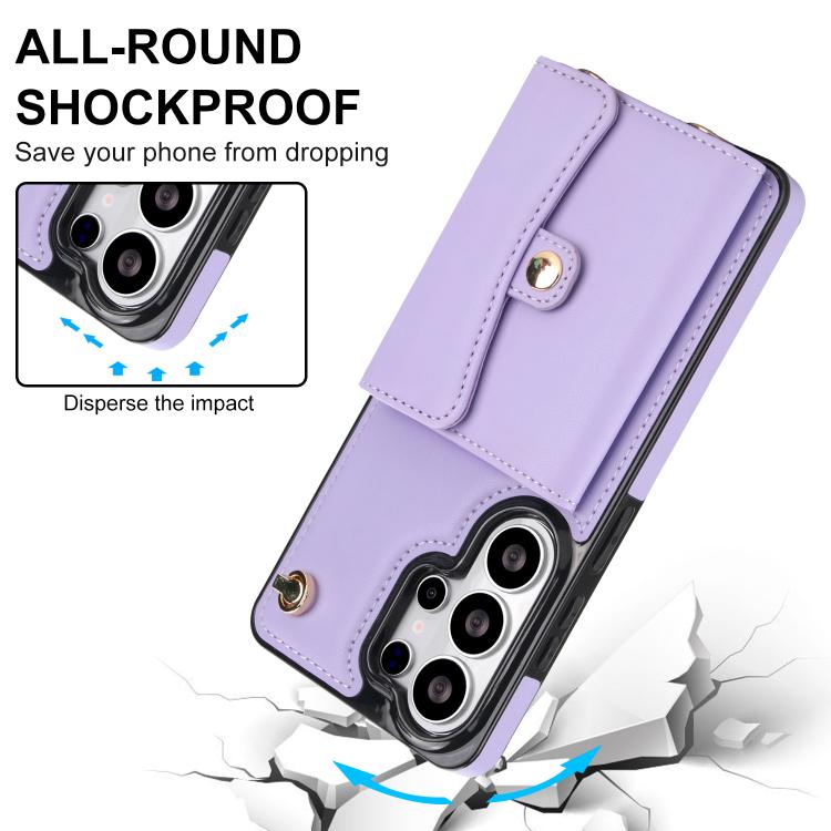 For Samsung Galaxy S26 Ultra 5G RFID Card Slot Phone Case with Long Lanyard