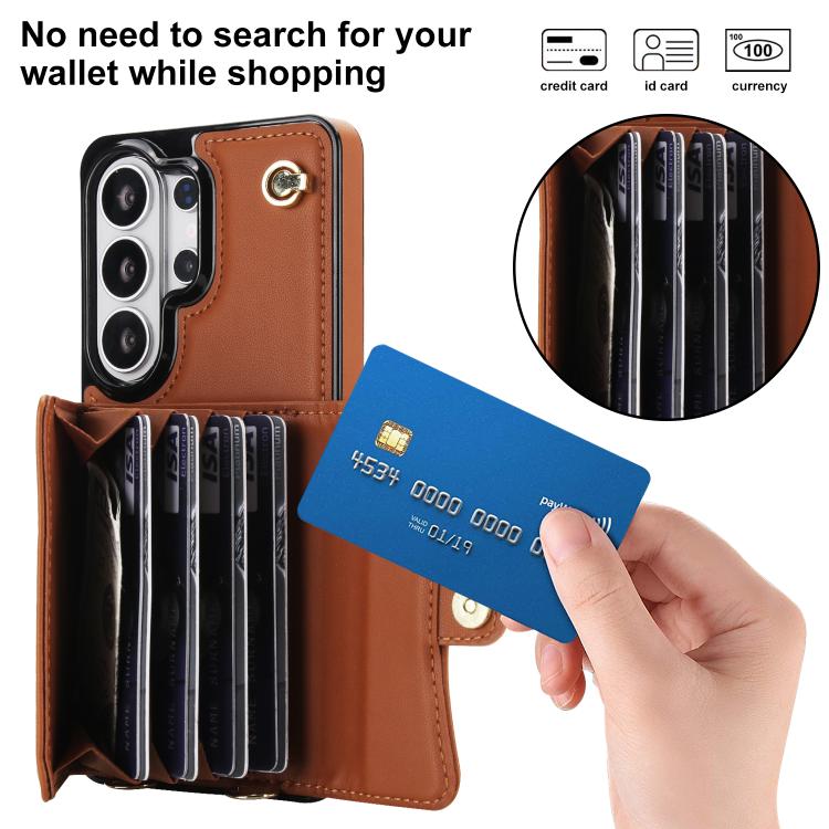 For Samsung Galaxy S26 Ultra 5G RFID Card Slot Phone Case with Long Lanyard