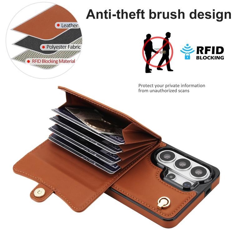 For Samsung Galaxy S26 Ultra 5G RFID Card Slot Phone Case with Long Lanyard