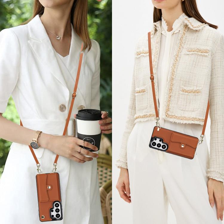 For Samsung Galaxy S26 Ultra 5G RFID Card Slot Phone Case with Long Lanyard