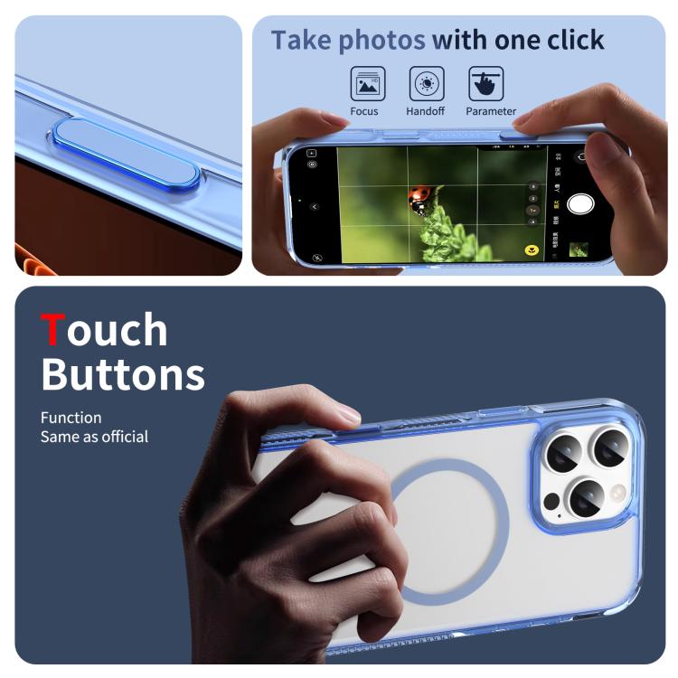 For iPhone 16 Pro Max Translucent Frosted MagSafe Phone Case with AI Button