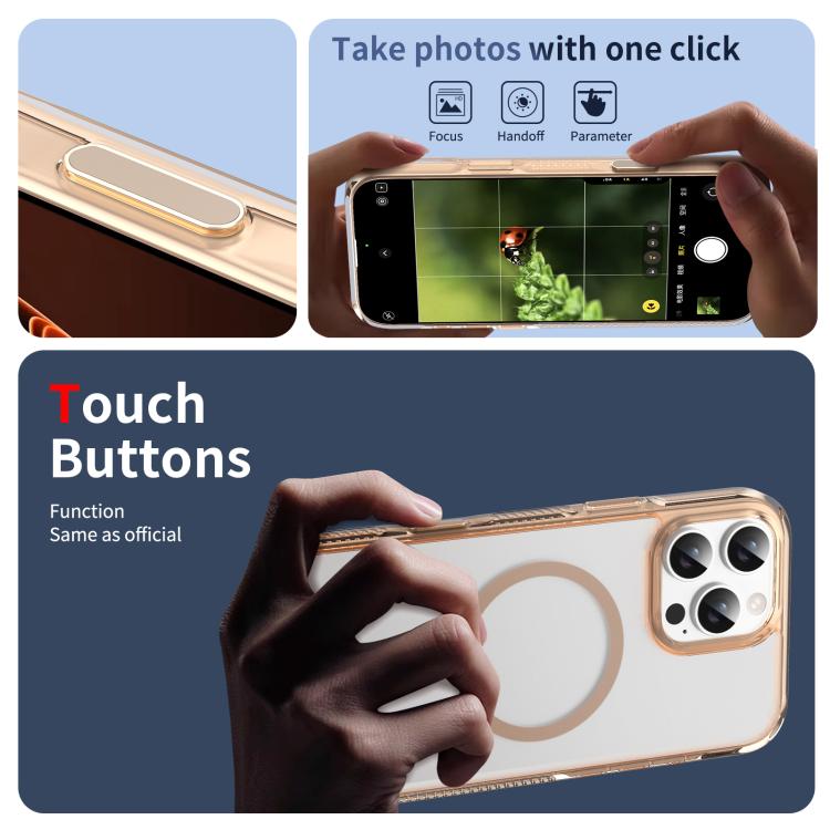 For iPhone 16 Pro Max Translucent Frosted MagSafe Phone Case with AI Button