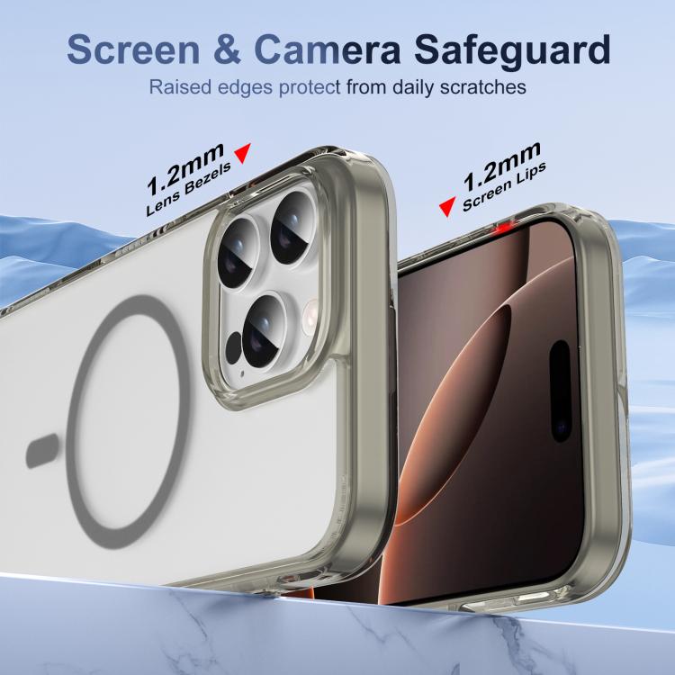 For iPhone 16 Pro Translucent Frosted MagSafe Phone Case with AI Button