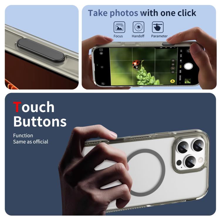 For iPhone 16 Pro Translucent Frosted MagSafe Phone Case with AI Button