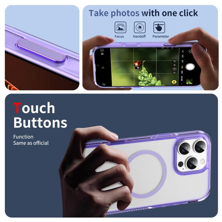 For iPhone 16 Pro Translucent Frosted MagSafe Phone Case with AI Button