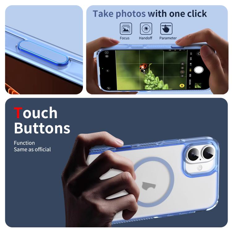 For iPhone 16 Translucent Frosted MagSafe Phone Case with AI Button
