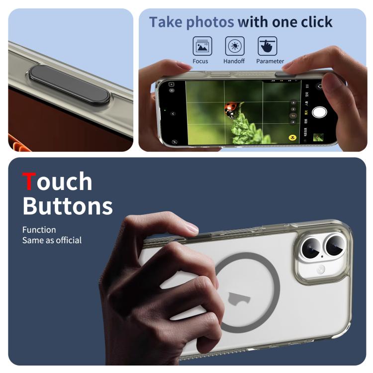 For iPhone 16 Translucent Frosted MagSafe Phone Case with AI Button