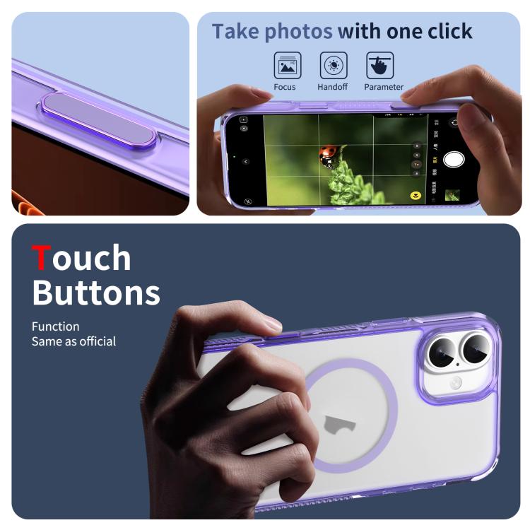 For iPhone 16 Translucent Frosted MagSafe Phone Case with AI Button