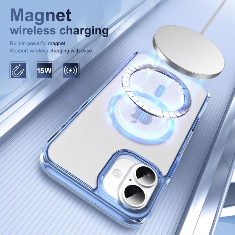 For iPhone 16 Plus Translucent Frosted MagSafe Phone Case with AI Button