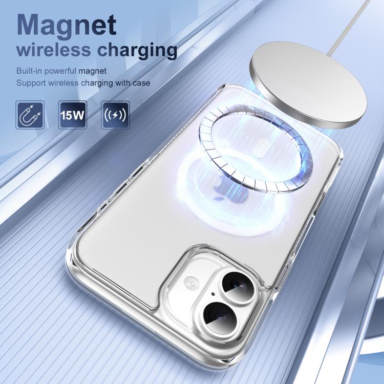 For iPhone 16 Plus Translucent Frosted MagSafe Phone Case with AI Button