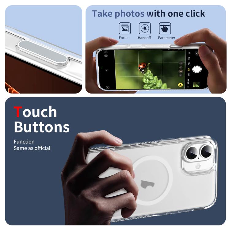 For iPhone 16 Plus Translucent Frosted MagSafe Phone Case with AI Button
