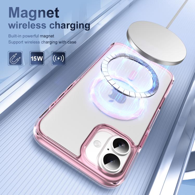 For iPhone 16 Plus Translucent Frosted MagSafe Phone Case with AI Button