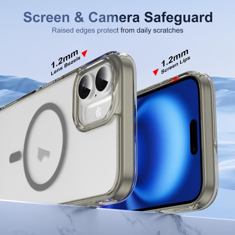 For iPhone 16 Plus Translucent Frosted MagSafe Phone Case with AI Button