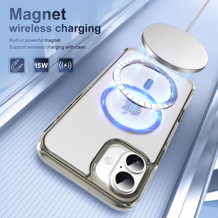 For iPhone 16 Plus Translucent Frosted MagSafe Phone Case with AI Button