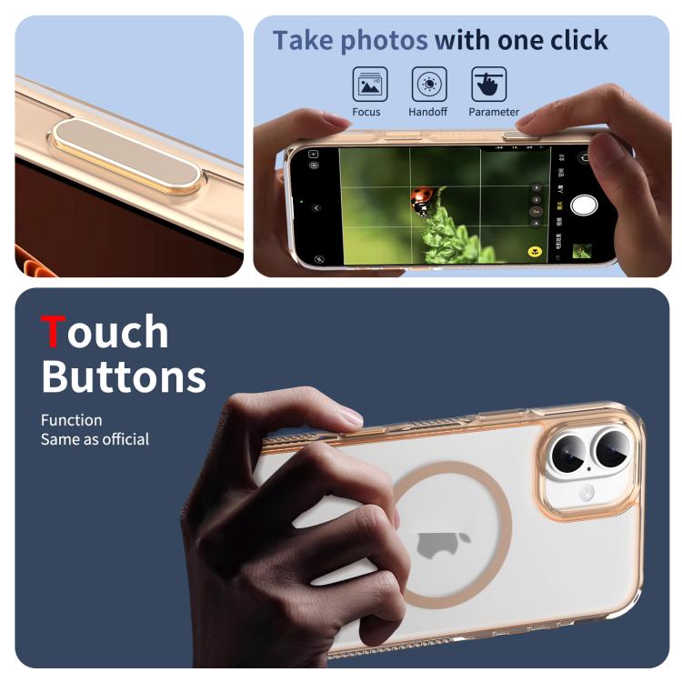 For iPhone 16 Plus Translucent Frosted MagSafe Phone Case with AI Button