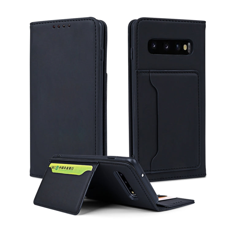 For Samsung Galaxy S10 Strong Magnetism Liquid Feel Horizontal Flip Leather Case with Holder & Card Slots & Wallet
