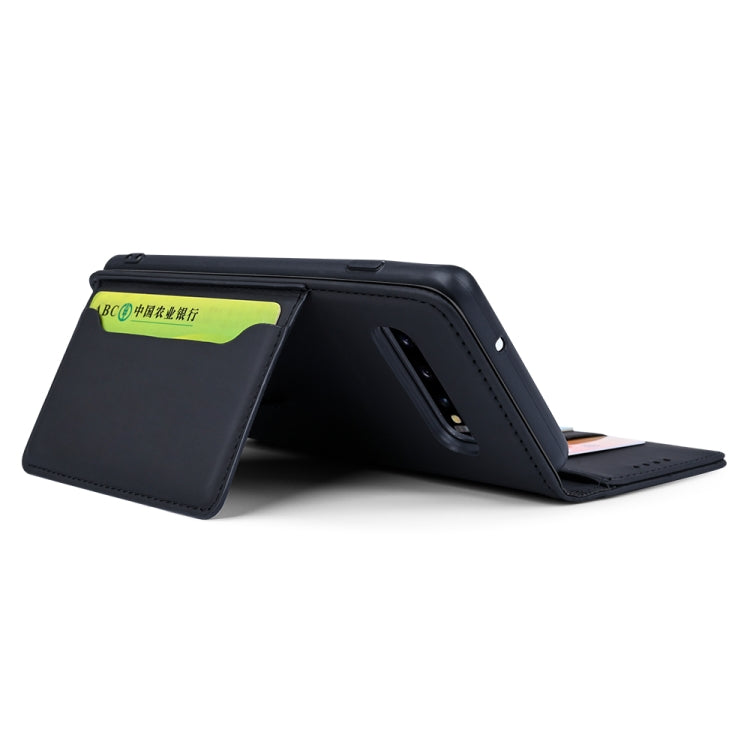 For Samsung Galaxy S10 Strong Magnetism Liquid Feel Horizontal Flip Leather Case with Holder & Card Slots & Wallet