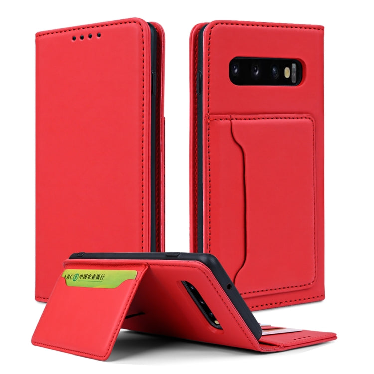 For Samsung Galaxy S10 Strong Magnetism Liquid Feel Horizontal Flip Leather Case with Holder & Card Slots & Wallet