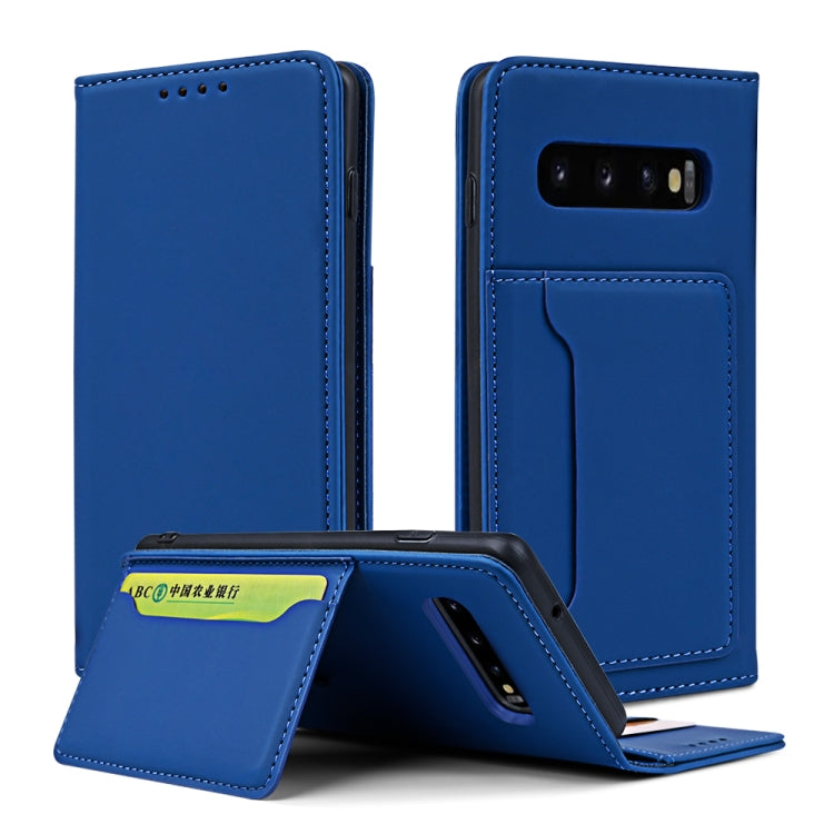 For Samsung Galaxy S10 Strong Magnetism Liquid Feel Horizontal Flip Leather Case with Holder & Card Slots & Wallet